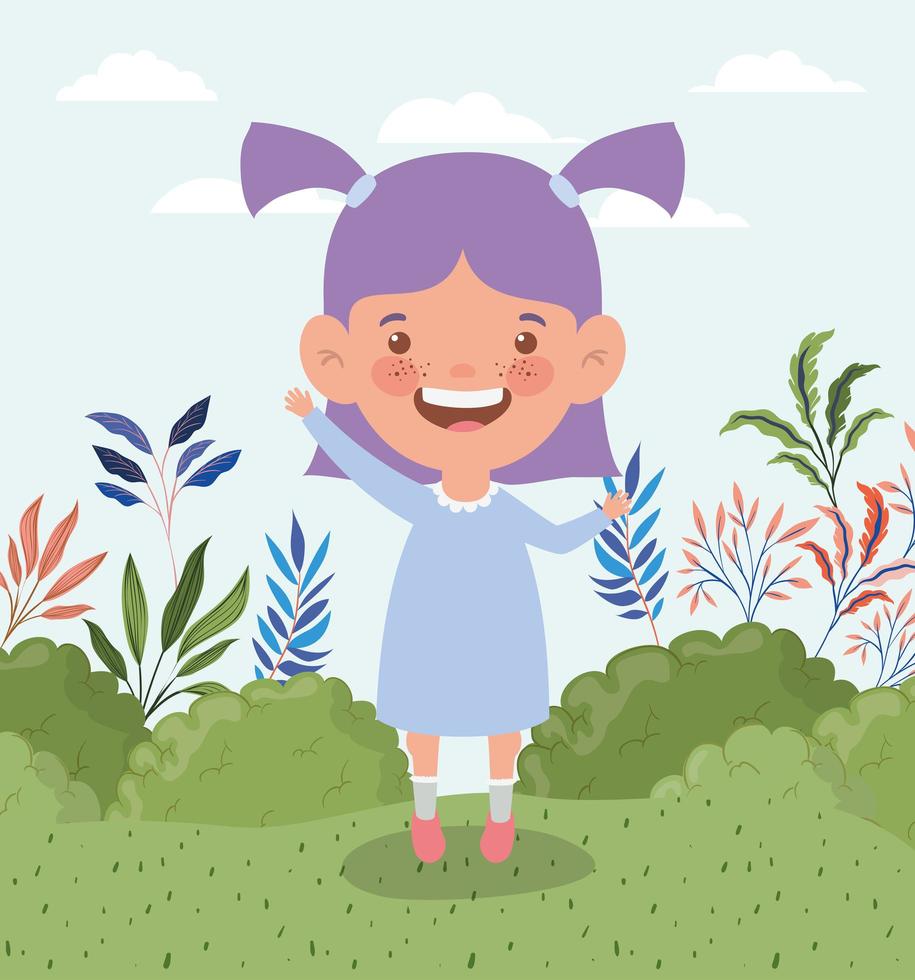 happy little girl in the field landscape vector