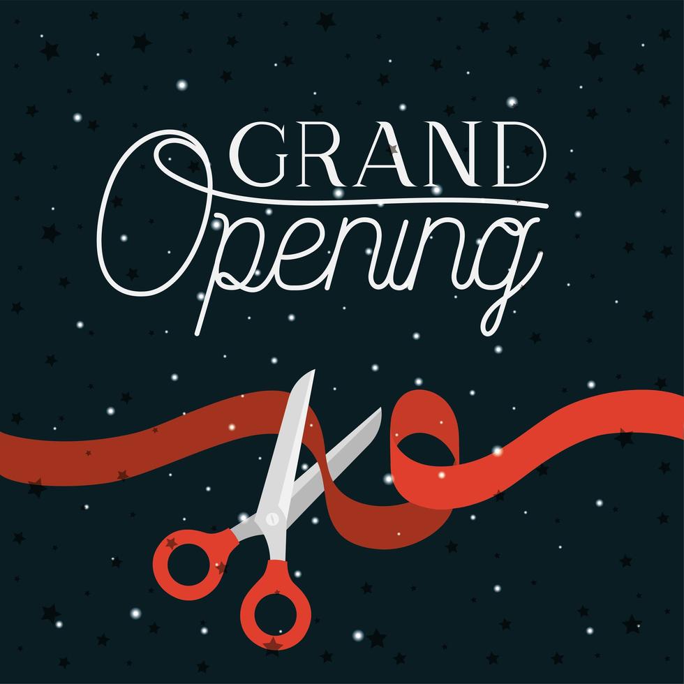 grand opening message with scissors cutting red tape vector