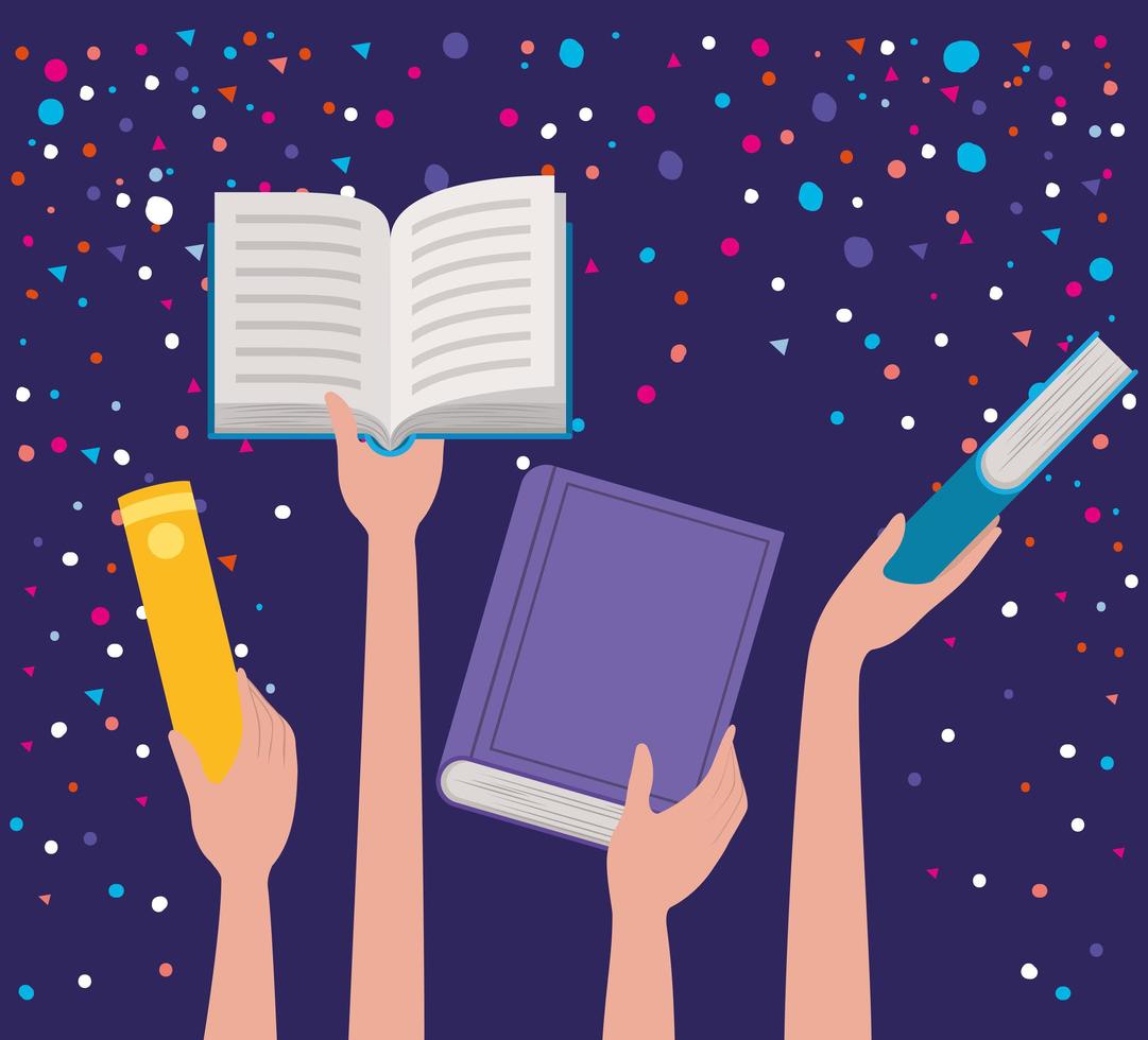 Hands holding books design vector illustration