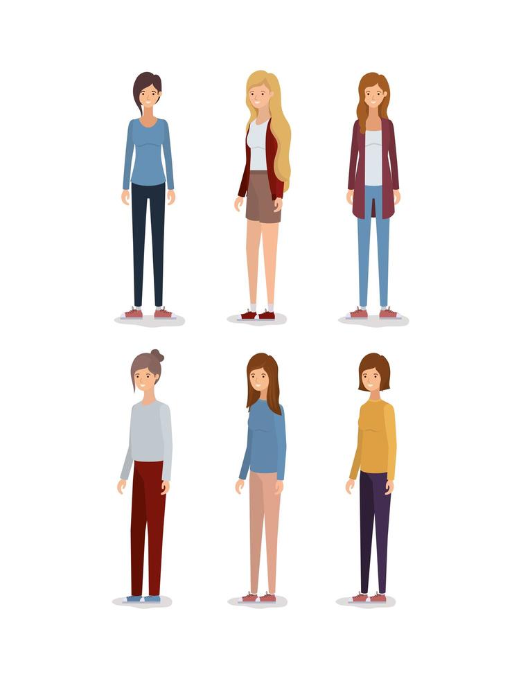 Isolated women avatar set vector