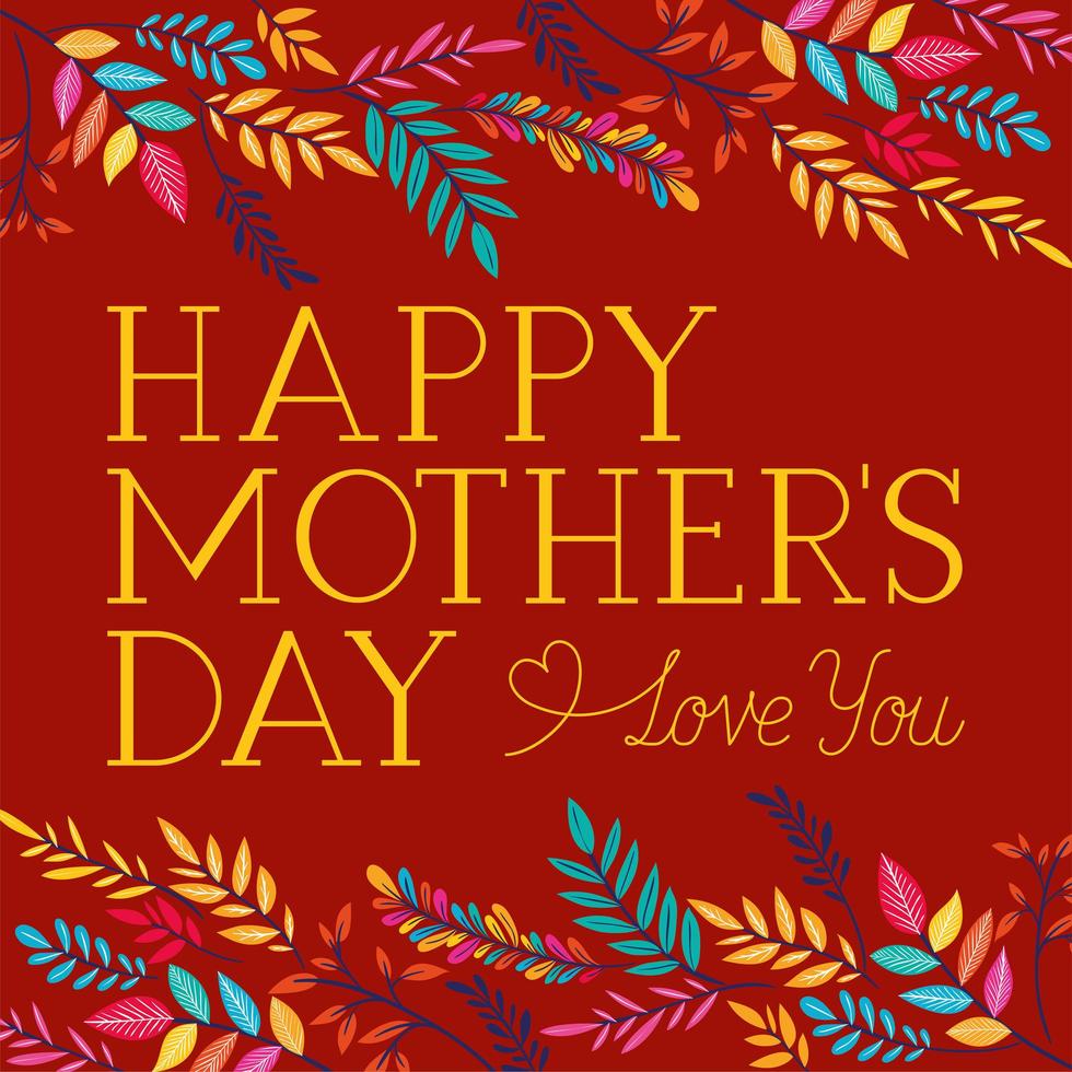 happy mothers day card with floral decoration vector
