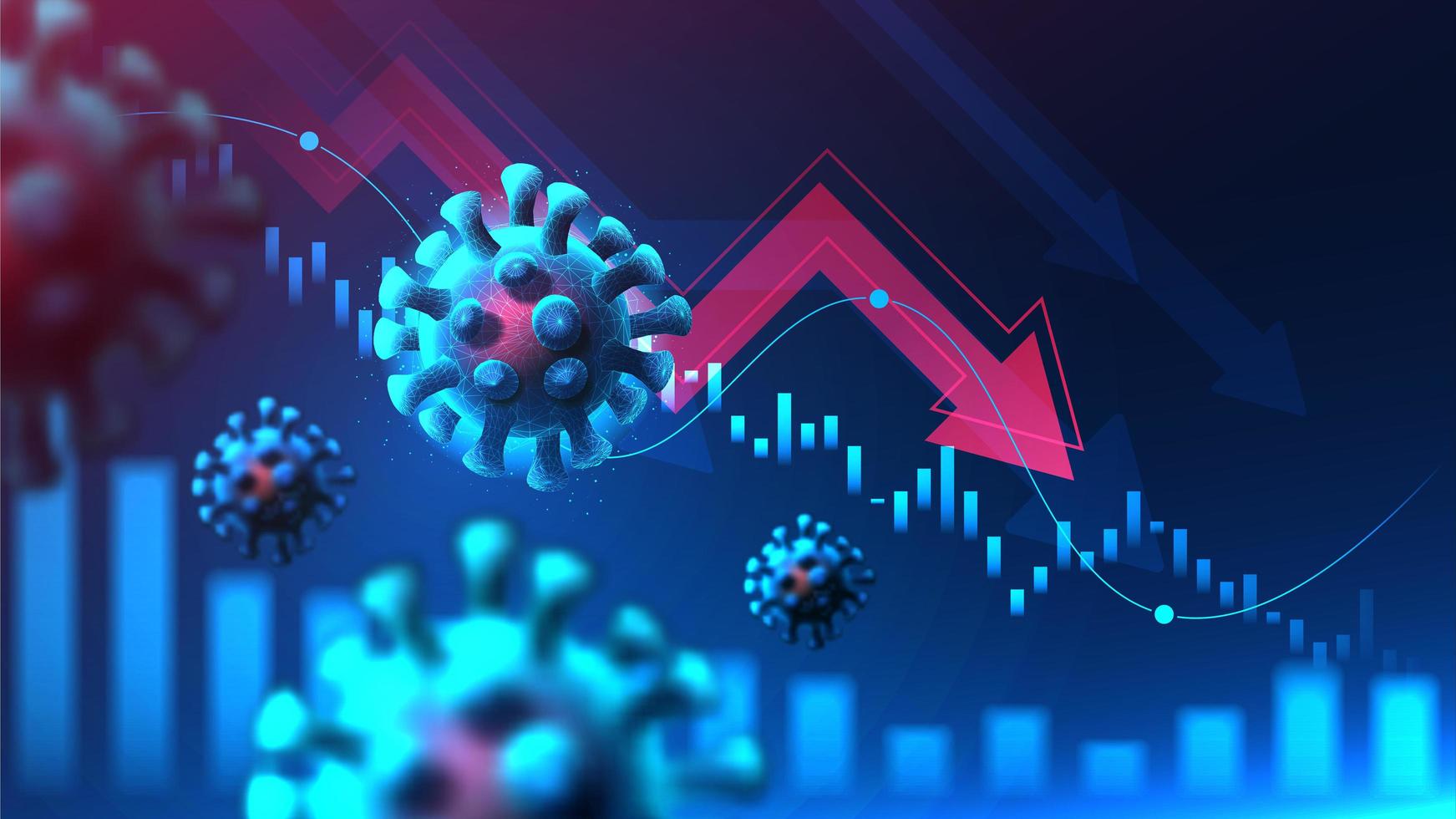 Global Financial crisis from virus pandemic graphic concept. vector