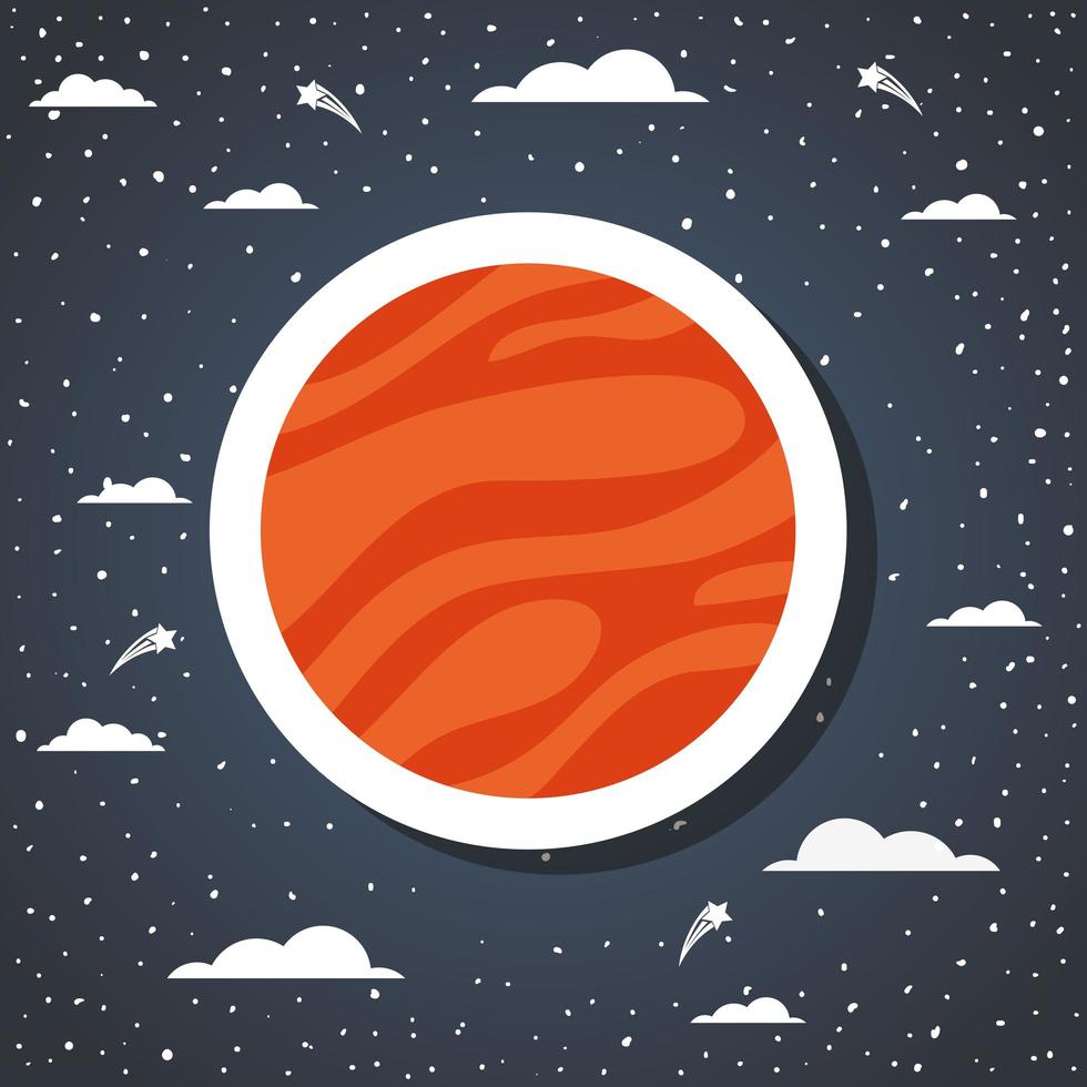 Space planet on the sky vector