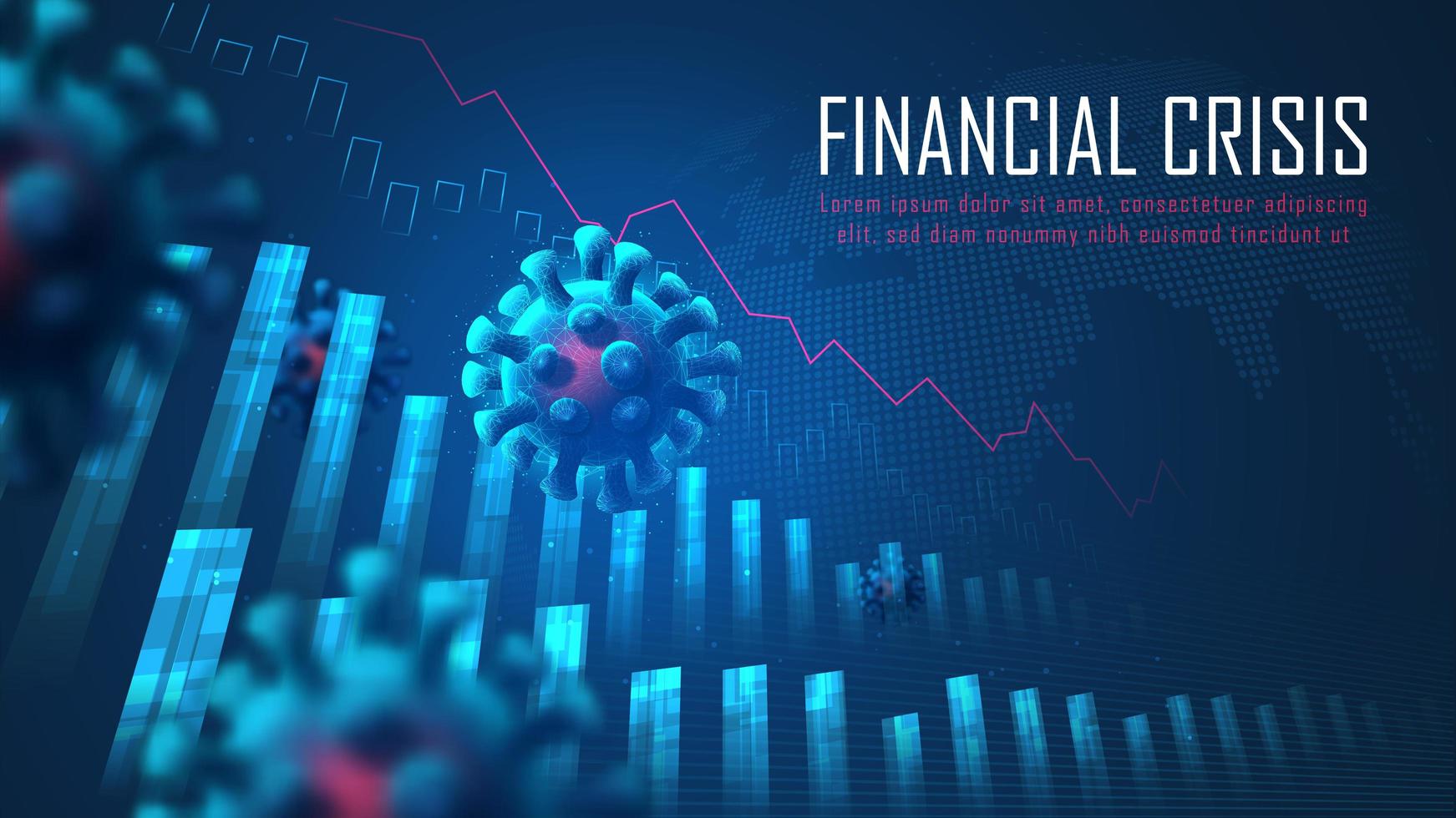 Crisis financiera global del concepto gráfico de la pandemia de virus. vector