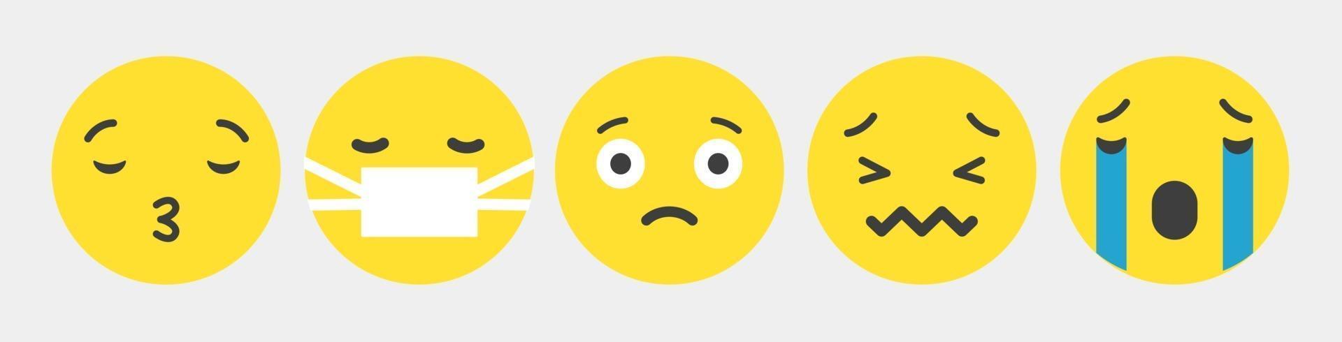 Reaction Emoticon Design Collection Set - Vector