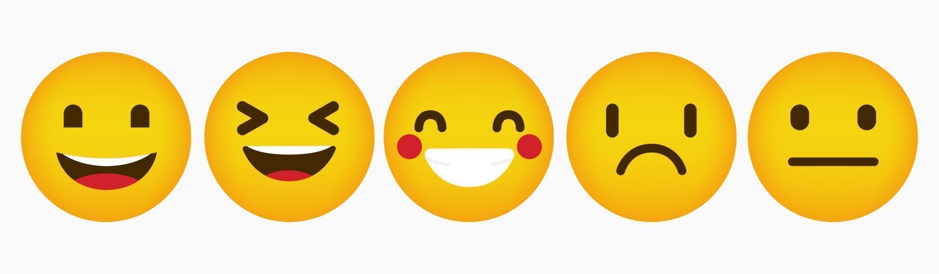 Flat Emoticon Reaction Design Collection vector