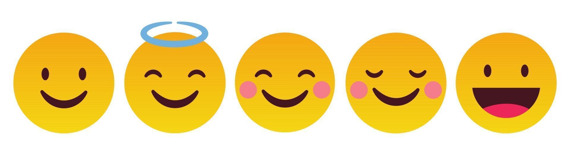 Emoticon Happy And Smile Reaction Set - Vector