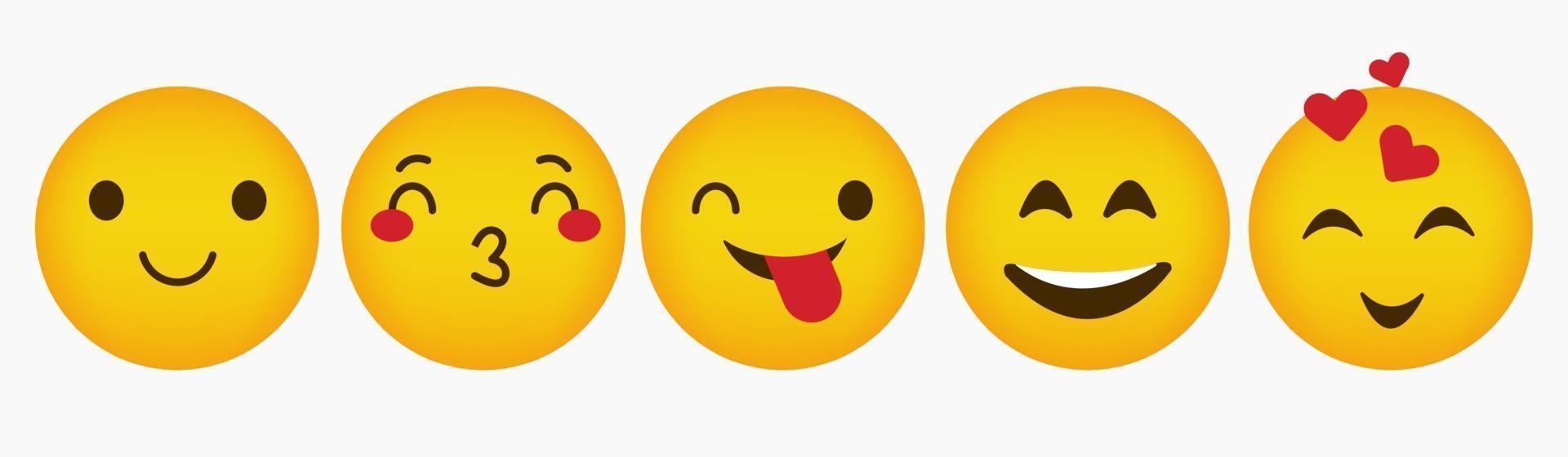 diseño de colección plana de reacción de emoticonos vector