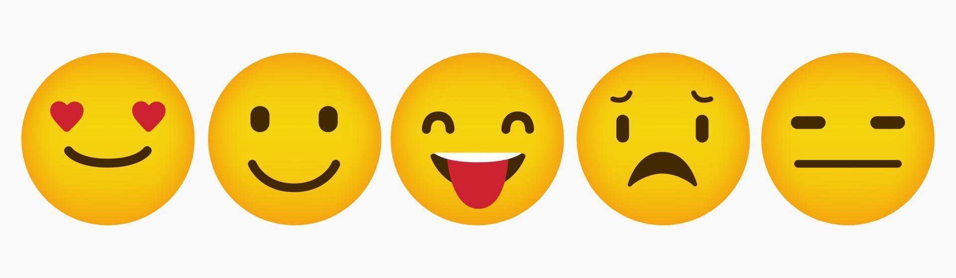 diseño de colección de reacción de emoticonos planos vector