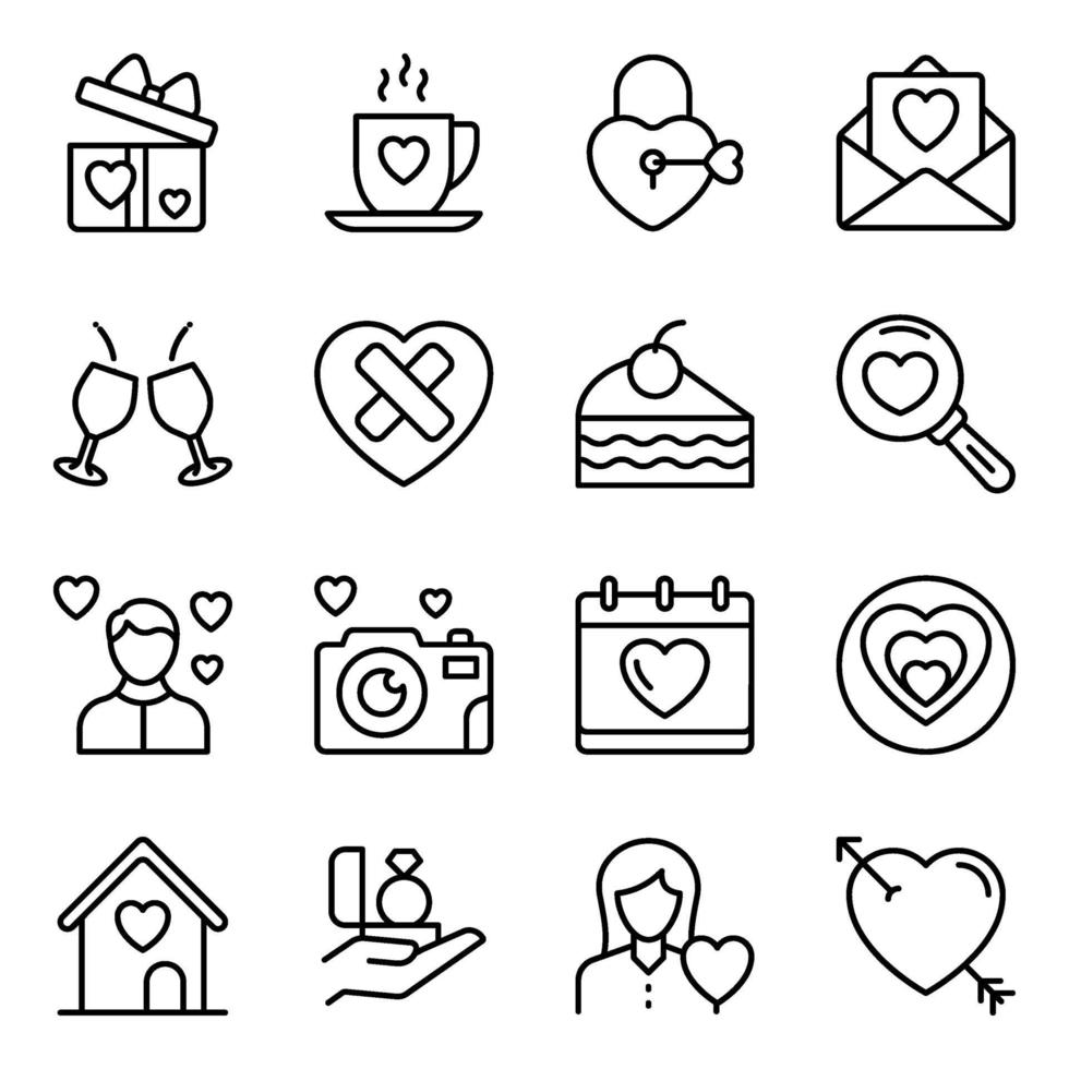 Pack of Valentines Line Icons vector