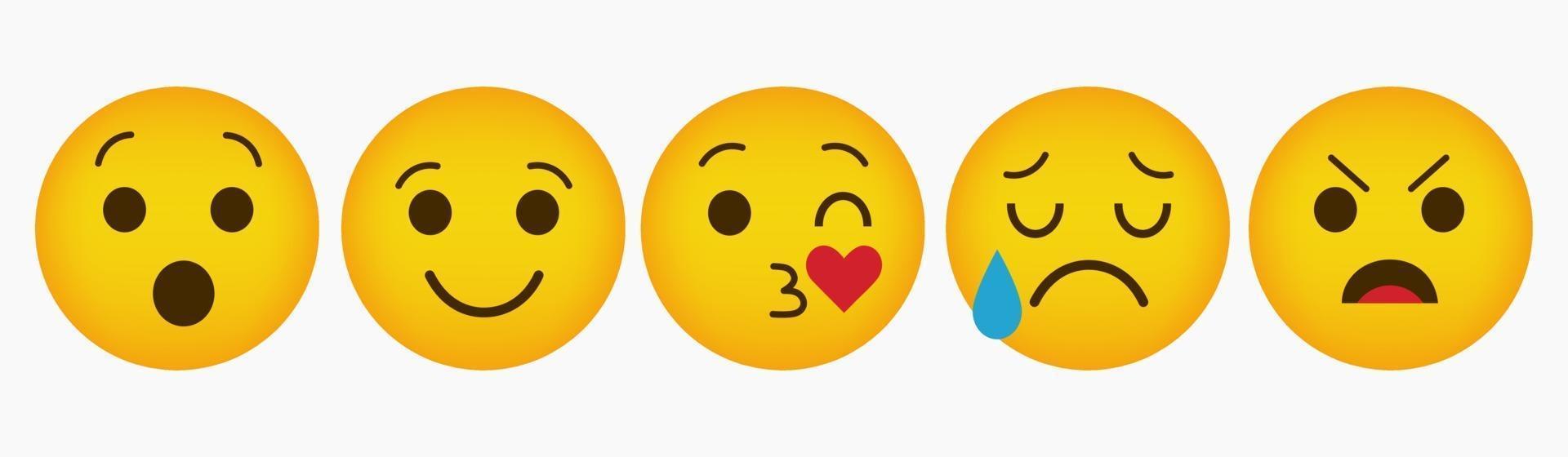 conjunto de colección de diseño de reacción de emoticonos vector