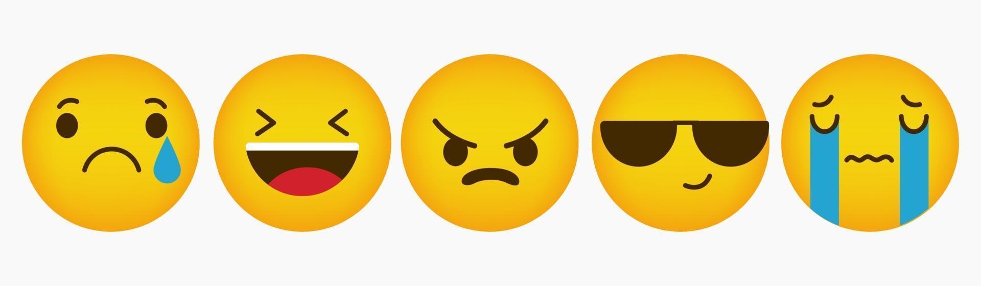 diseño de colección de reacción plana de emoticonos vector