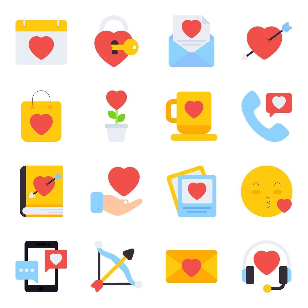 Pack of Valentine Flat Icons vector