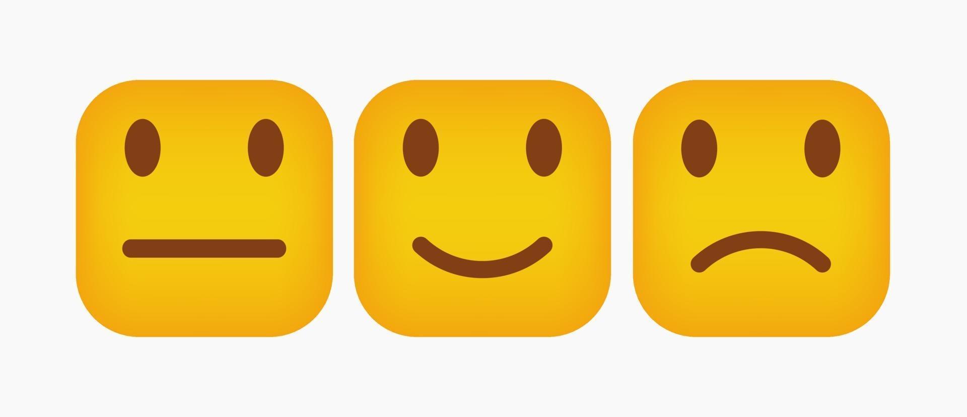 Conjunto de reacción de emoticonos cuadrados de diseño - vector