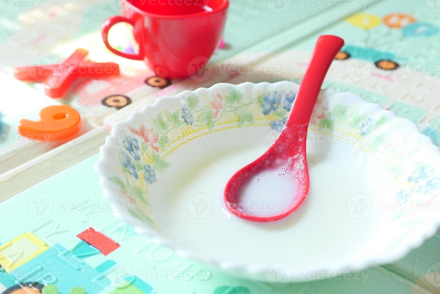 Close up of baby food in a bowl photo