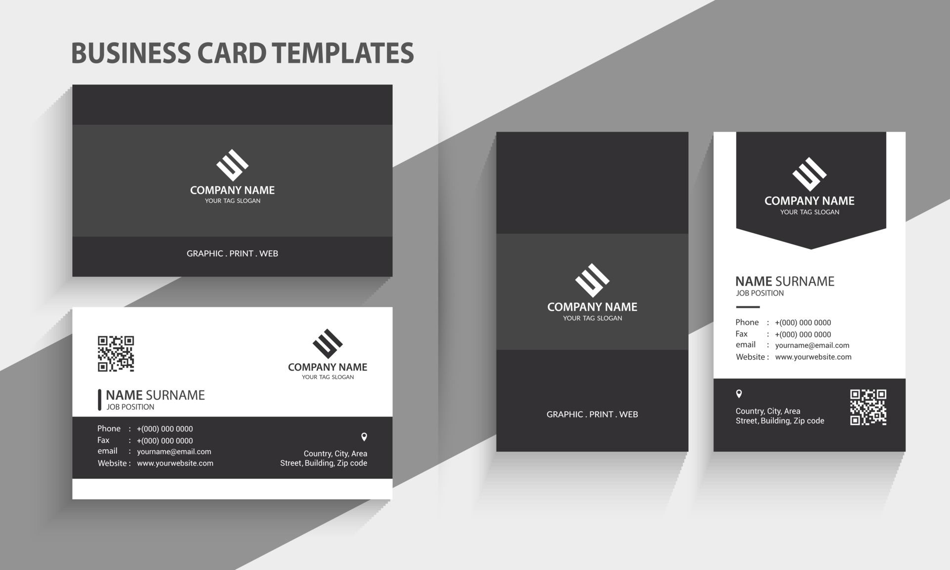 Modern Business Card template. Portrait and landscape orientation