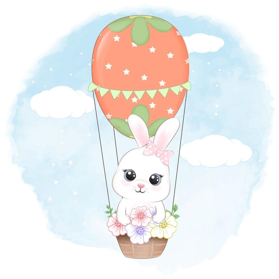 Cute Bunny and balloon from easter egg vector