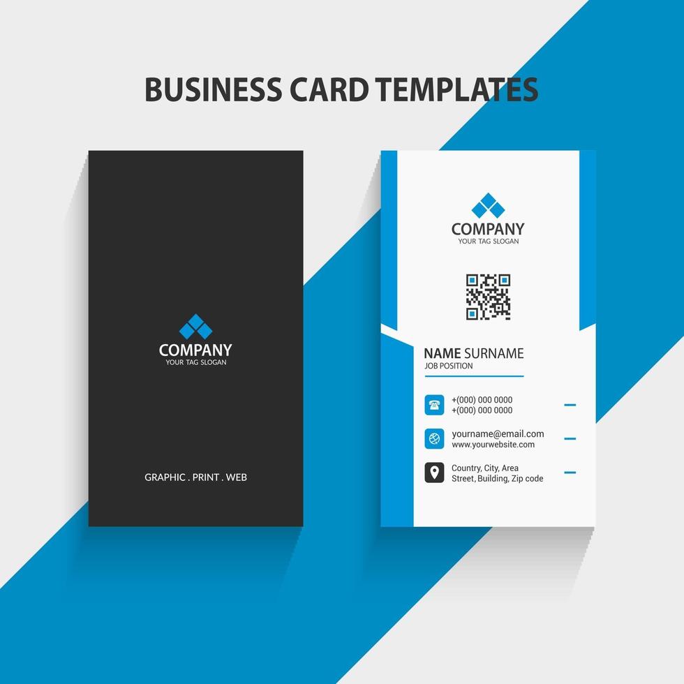 Modern Vertical Business Card Template. Stationery Design, Flat Design, Print Template, Vector illustration.