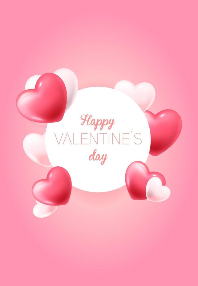 Happy Valentine's Day banner with hearts vector
