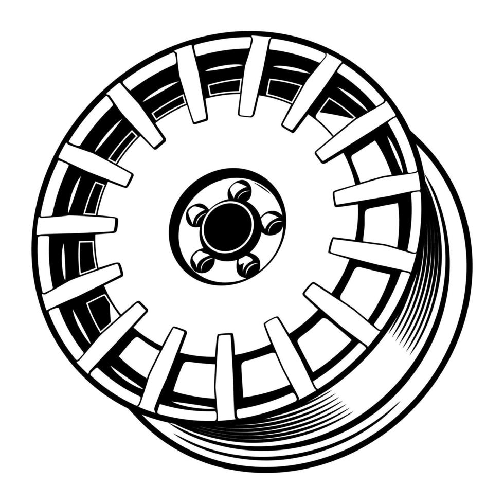 Ilustración de rueda de coche para diseño conceptual vector