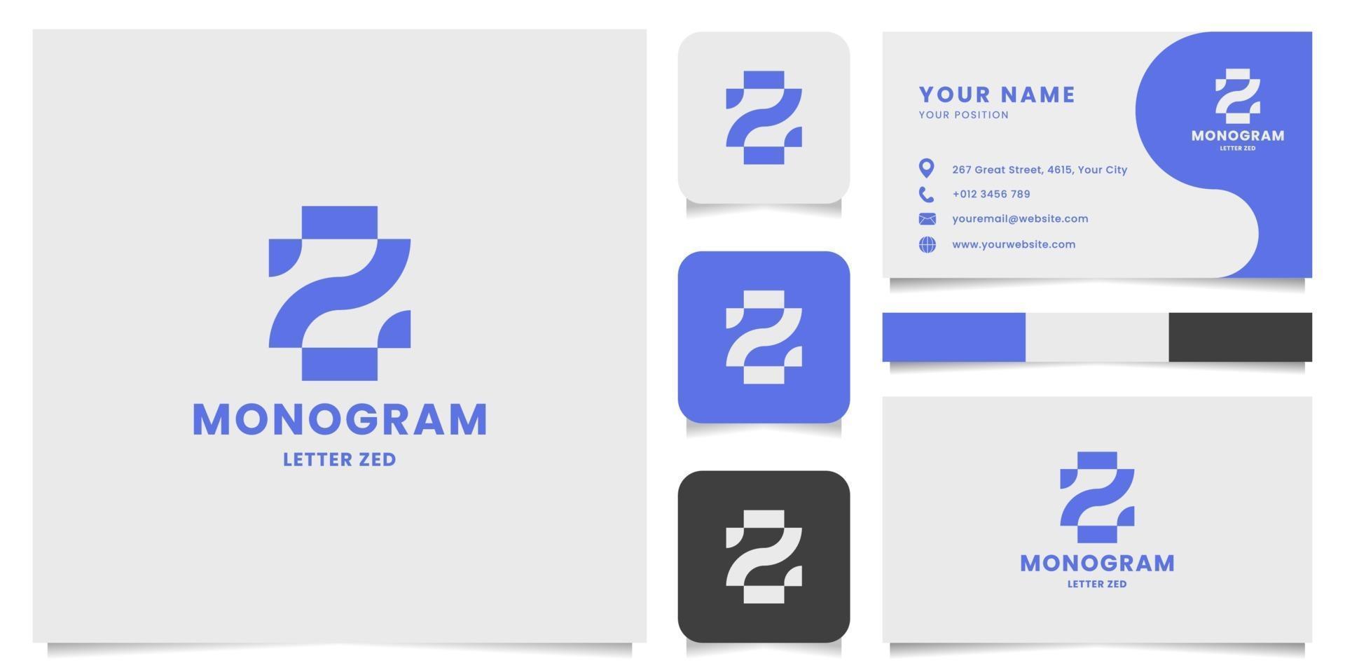 Simple and Minimalist Geometric Letter Z Monogram Logo with Business Card Template vector