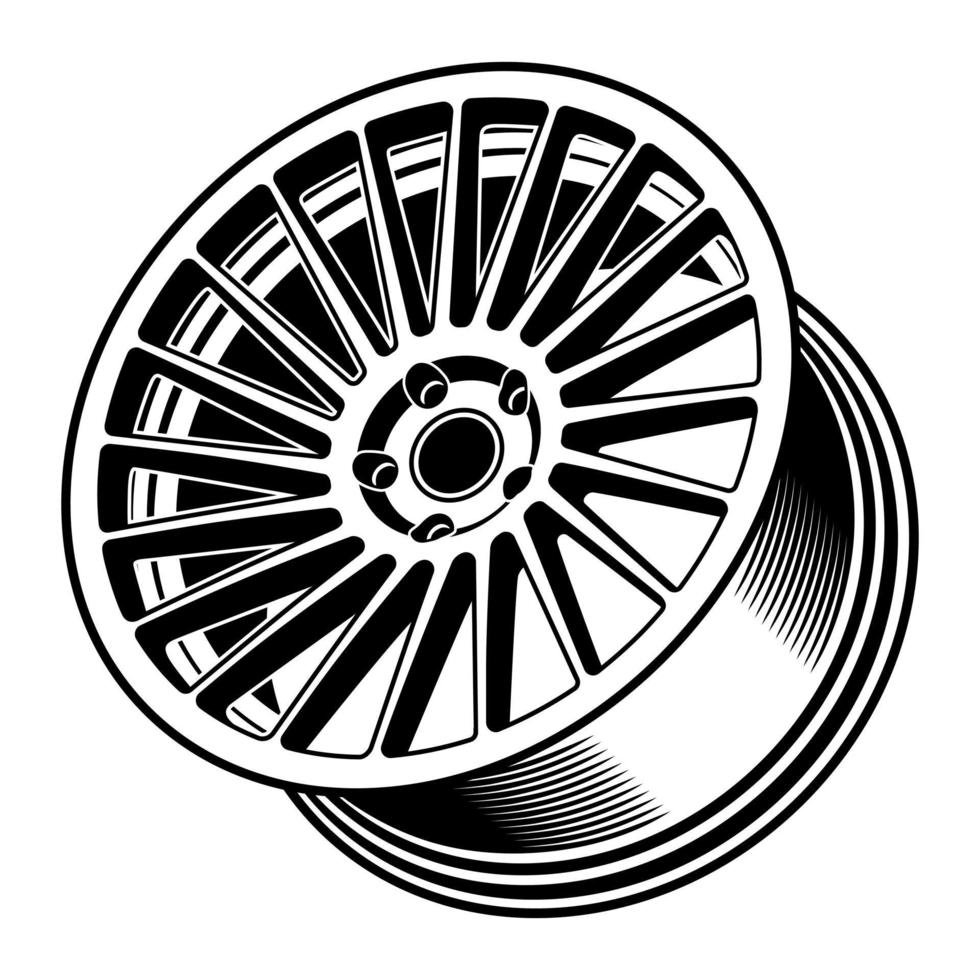 Ilustración de rueda de coche para diseño conceptual. vector