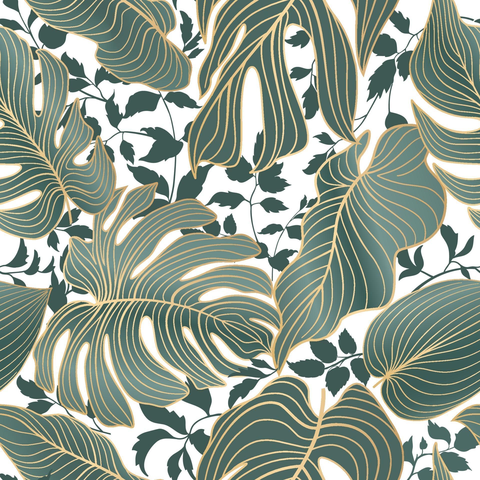 Floral leaves seamless pattern. Foliage garden background. Floral