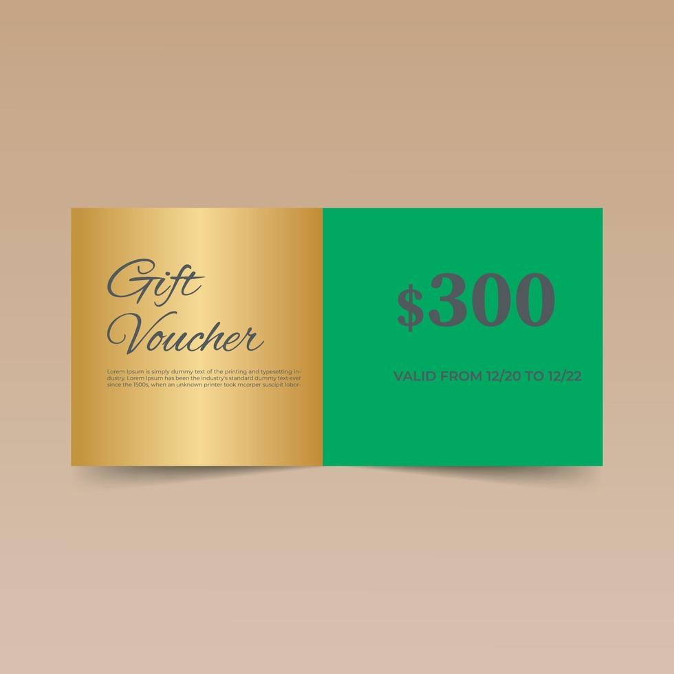 Green Gift Voucher Design Template vector