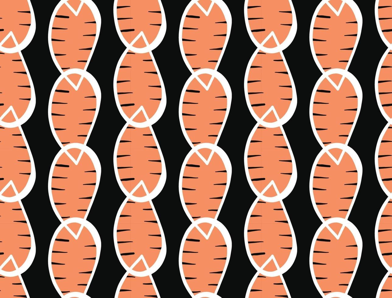 Vector texture background, seamless pattern. Hand drawn, black, orange, white colors.