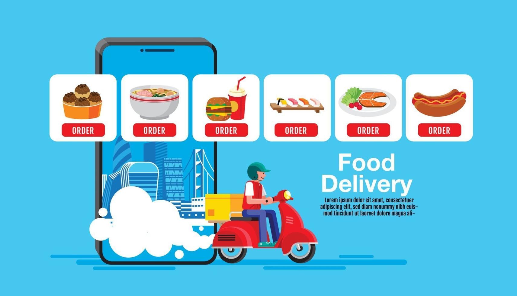 Food delivery, Flat design vector. vector