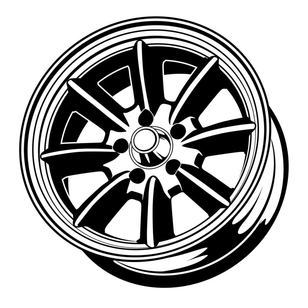 car wheel illustration for conceptual design vector