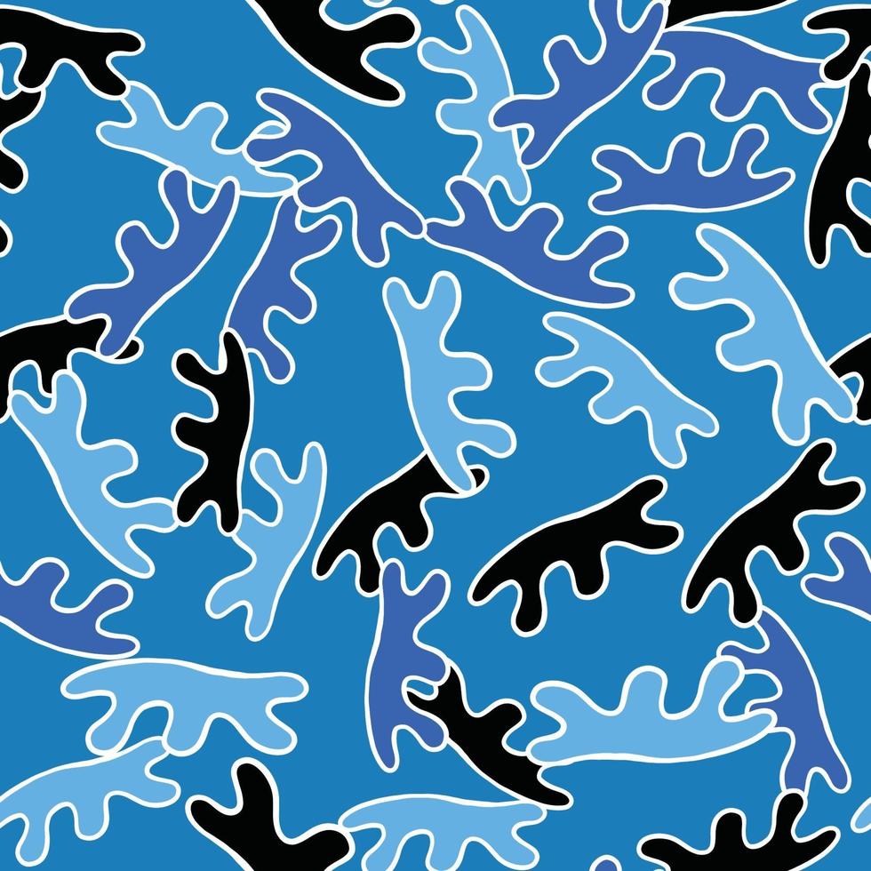 Vector seamless texture background pattern. Hand drawn, blue, black, white colors.