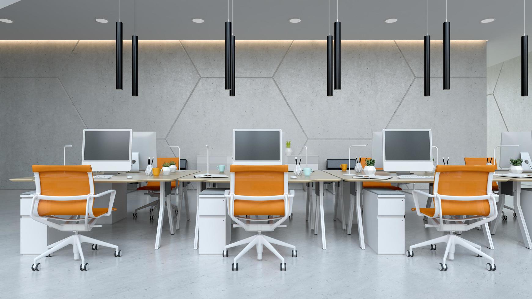Interior modern open space office in 3D illustration photo