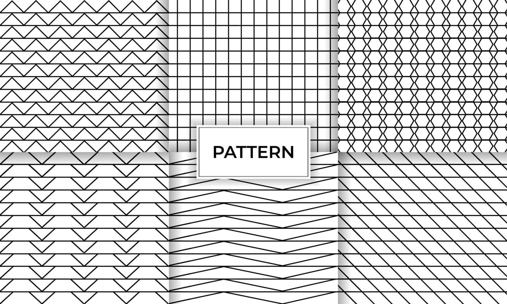 Geometric set of black and white abstract line pattern vector