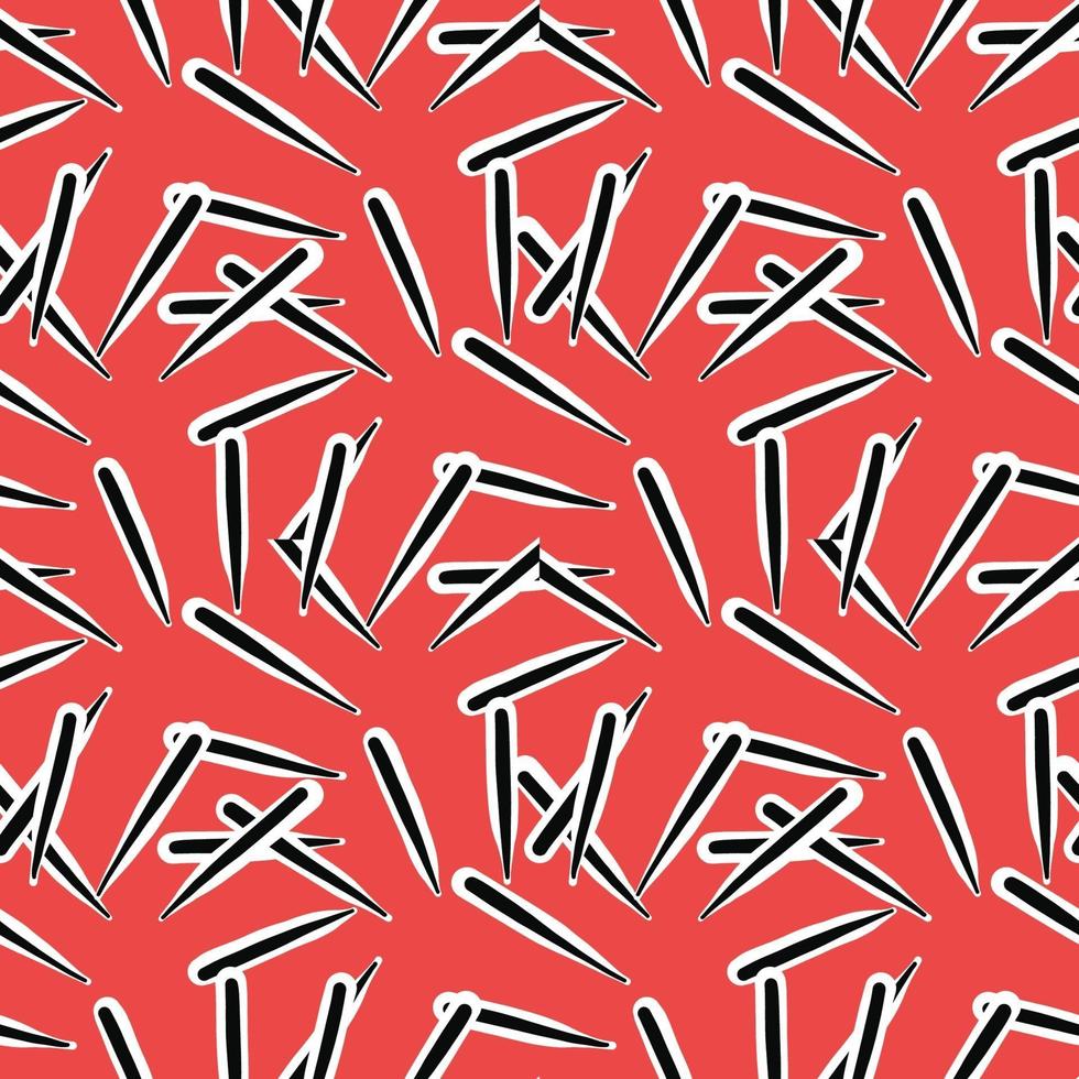 Vector seamless texture background pattern. Hand drawn, red, black, white colors.