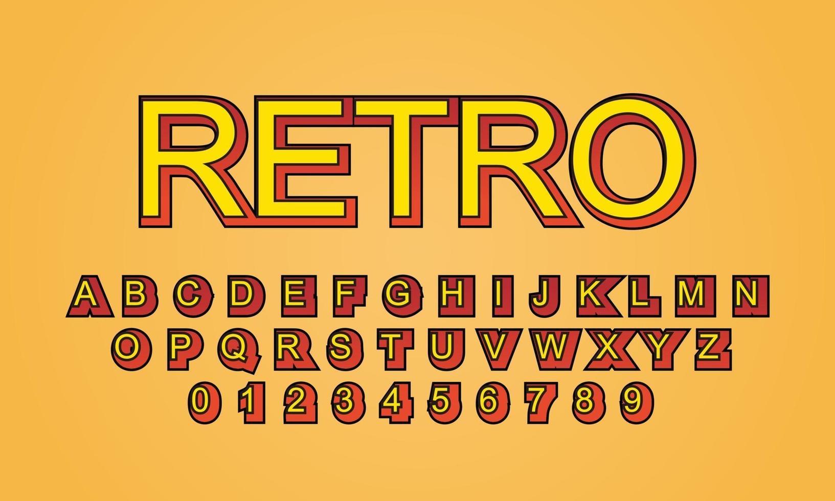 efecto de texto fuente retro alfabeto vector