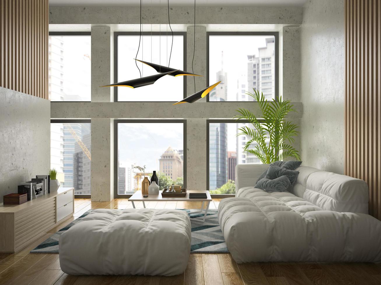 diseño de interiores de una habitación moderna en 3d ilustración foto