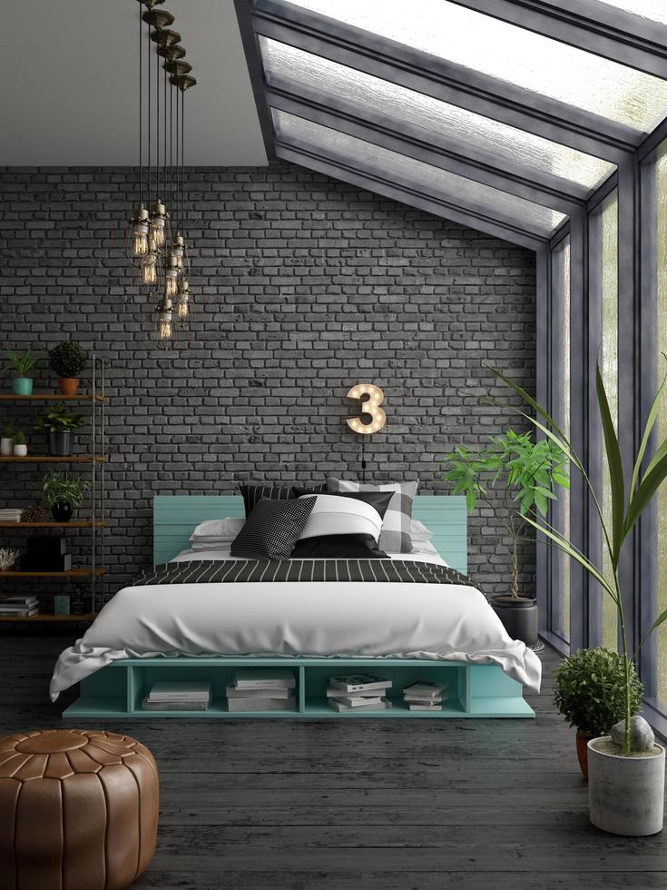Bedroom interior design in 3D rendering photo