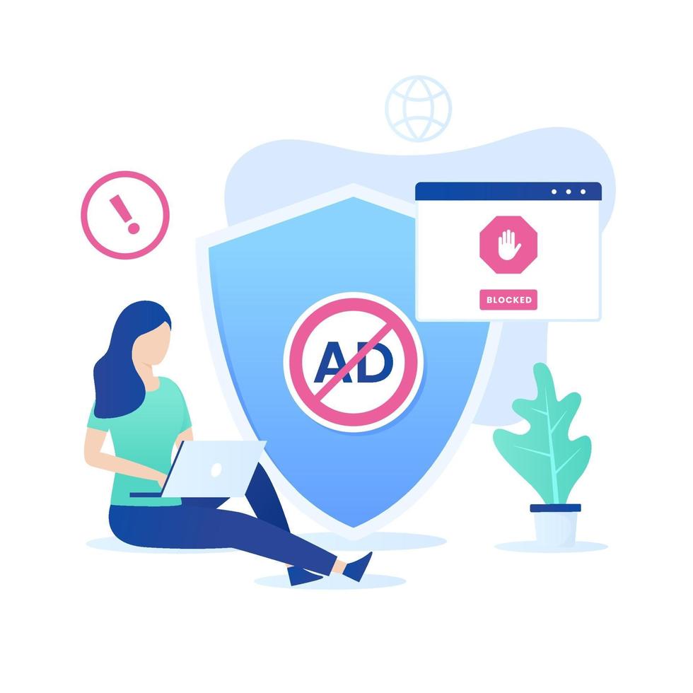 Ad blocking software vector concept