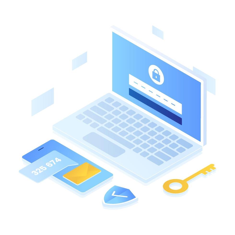 2-Step authentication illustration isometric style vector
