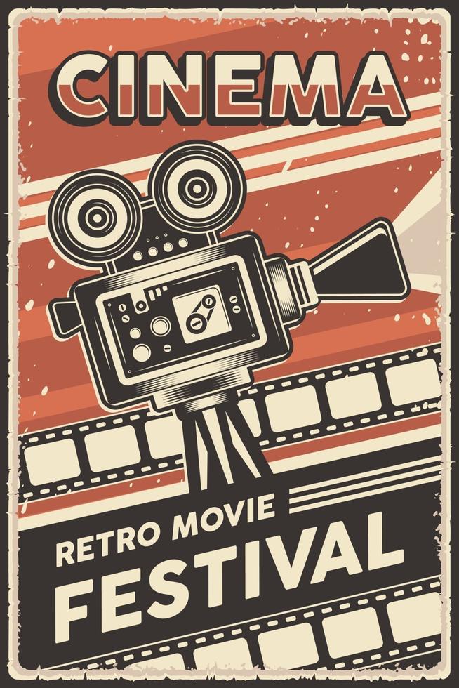 cartel del festival de cine retro de cine vector
