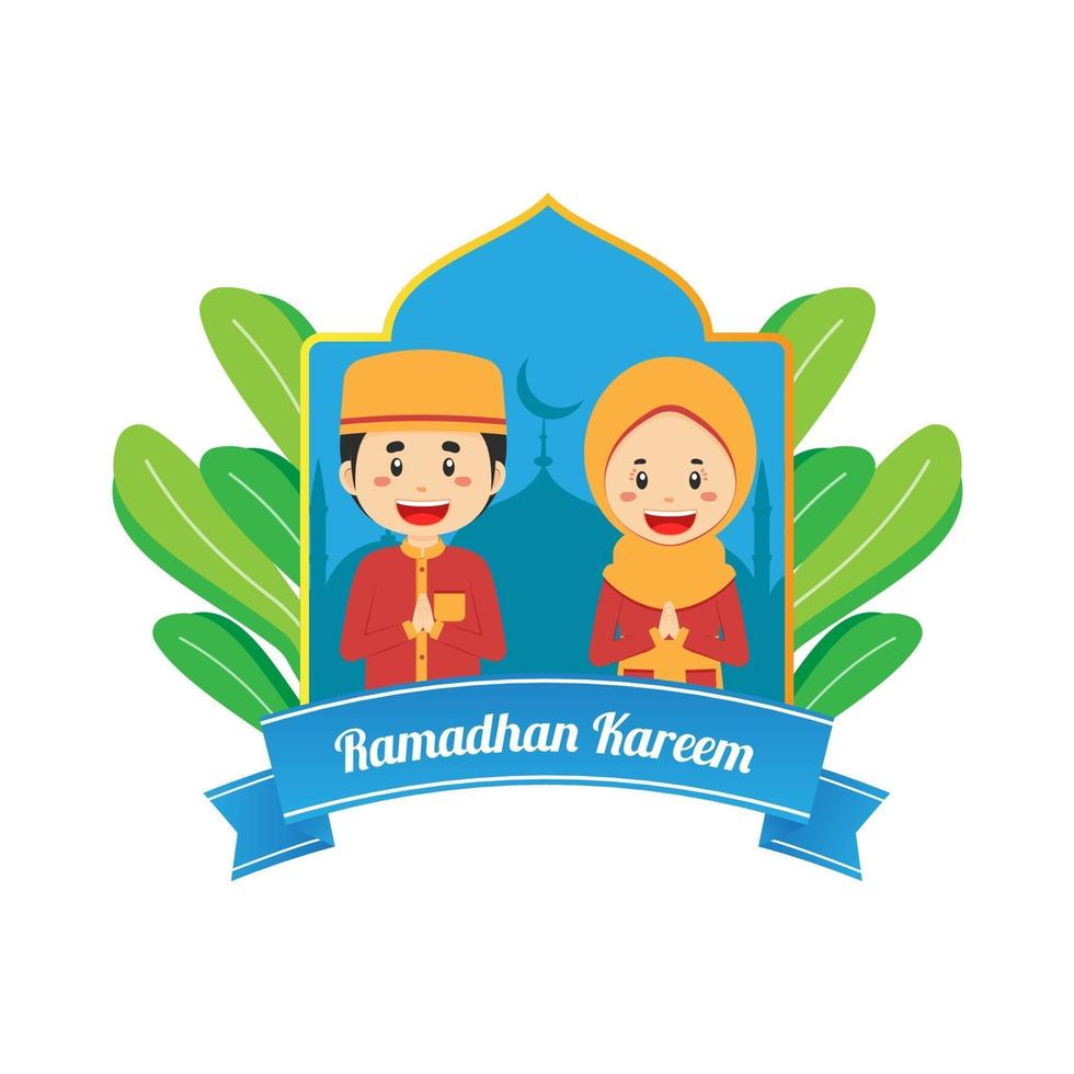 Ramadhan Kareem Background with Character vector