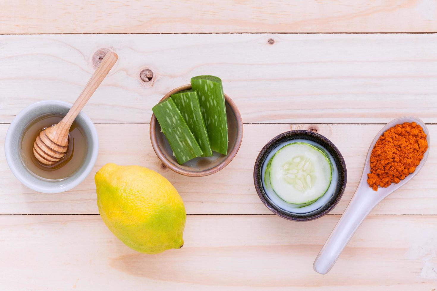 Top view of organic facial mask ingredients photo