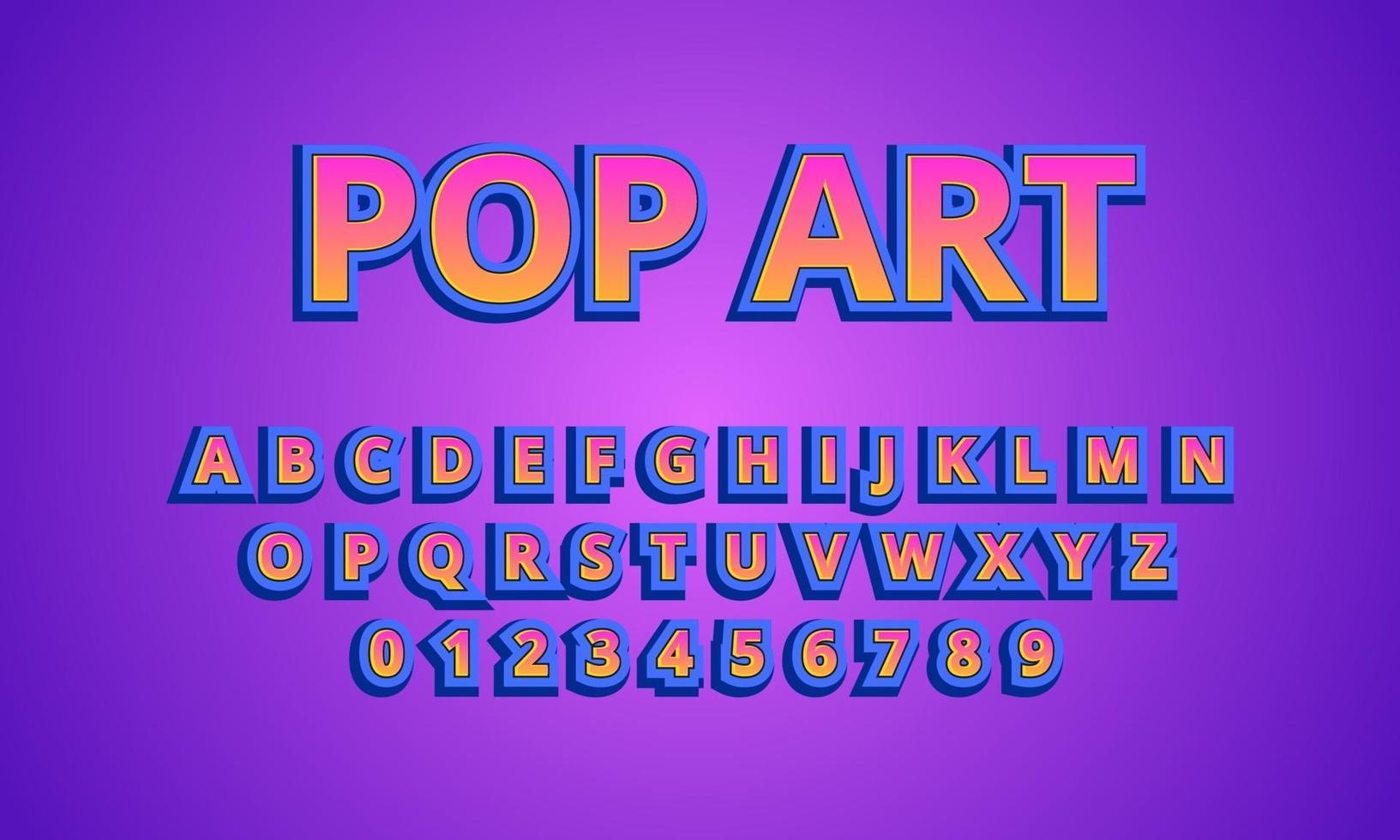 efecto de texto alfabeto de fuente de arte pop vector