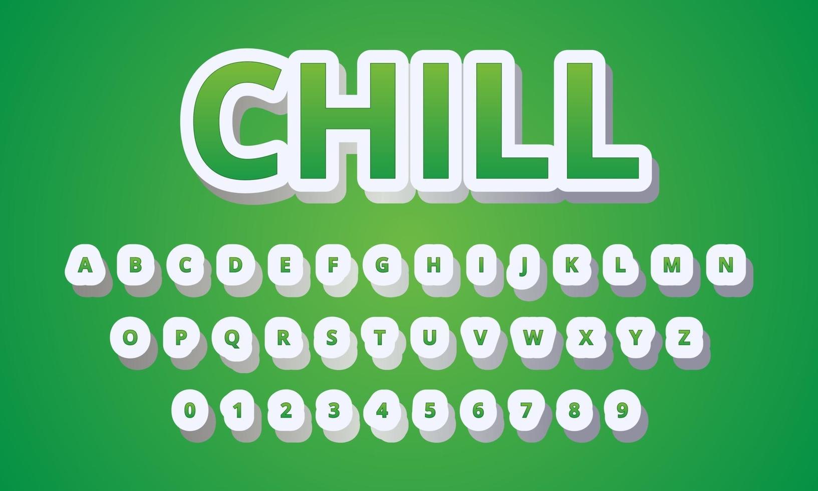 text effect chill font alphabet vector