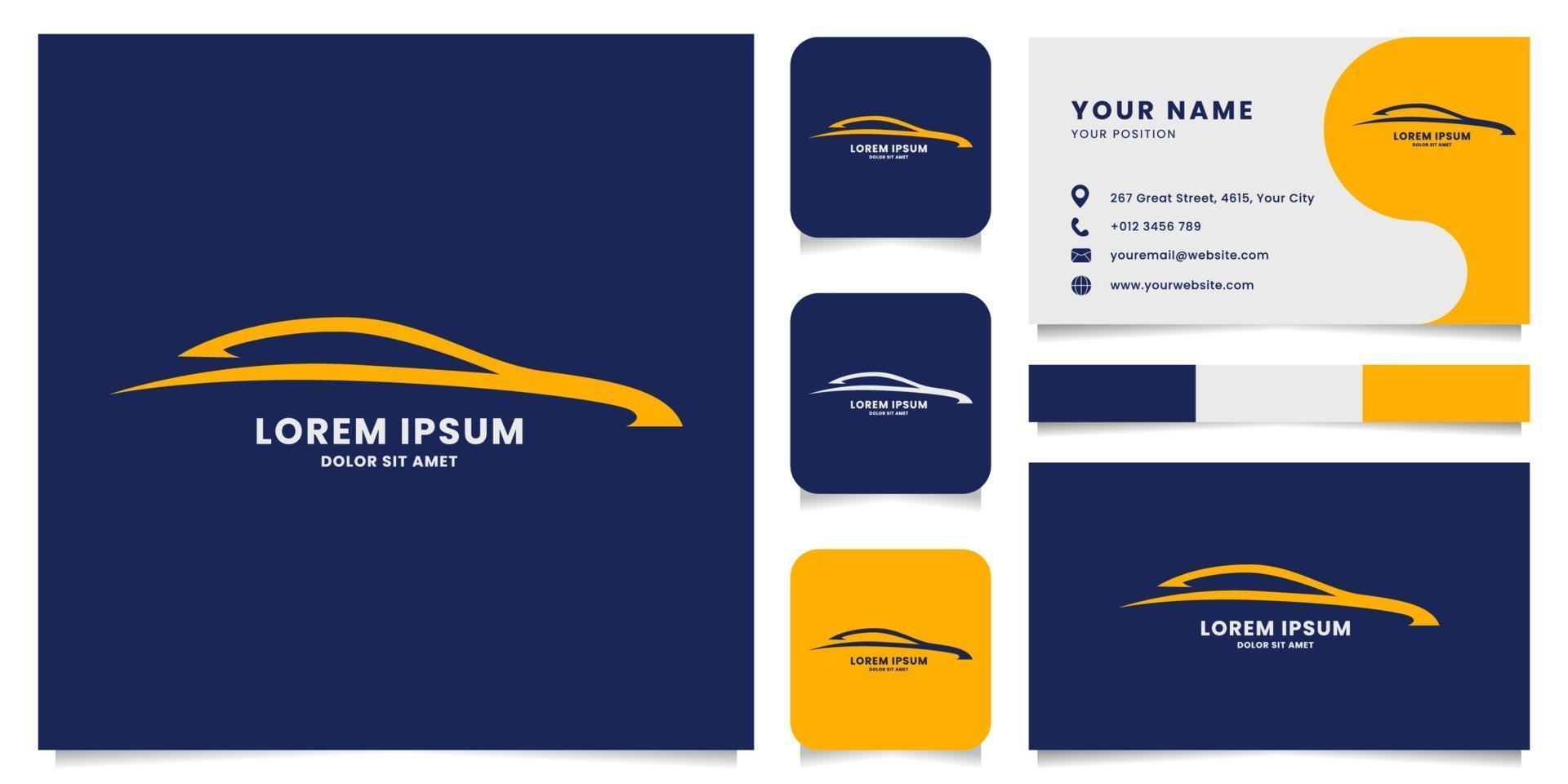 Abstract Line Car Logo with Business Card Template vector