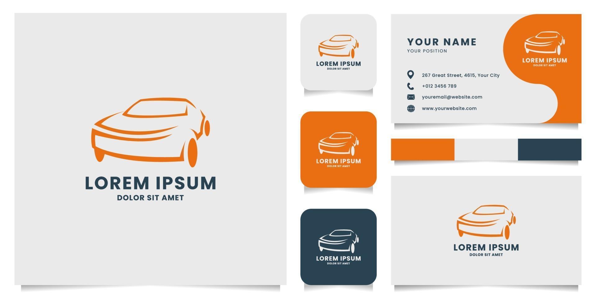 Simple Line Car Logo with Business Card Template vector