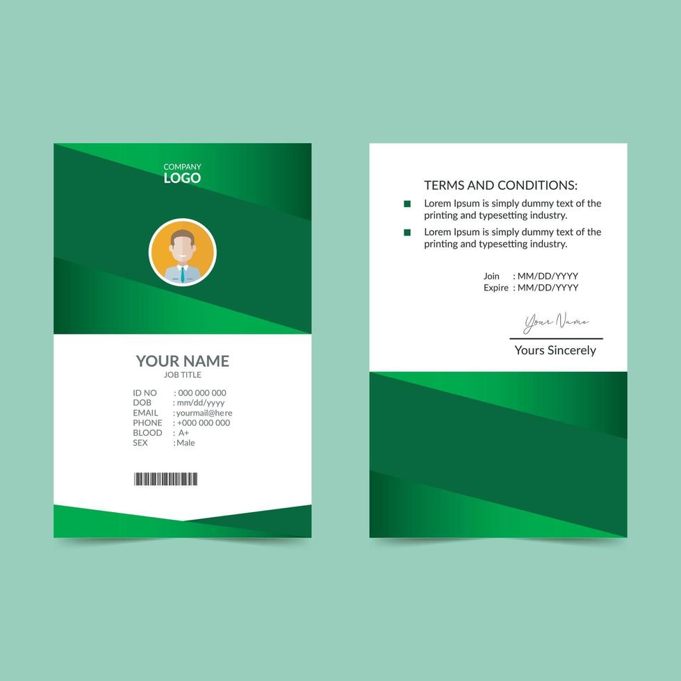 plantilla de diseño de tarjeta de identificación elegante verde vector