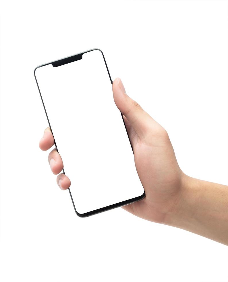 Phone mock-up in hand photo