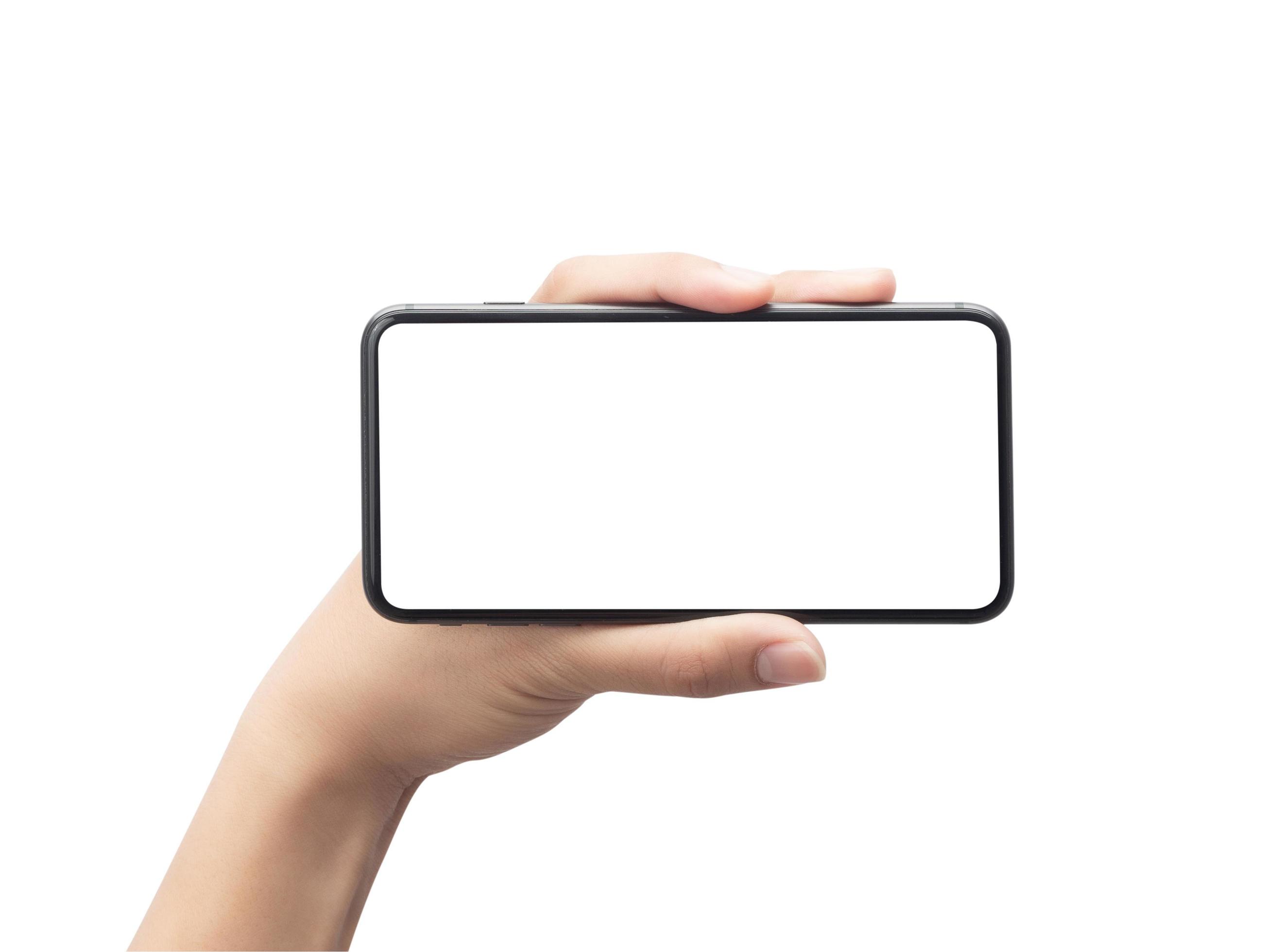 Horizontal phone in hand mock-up 2077014 Stock Photo at Vecteezy